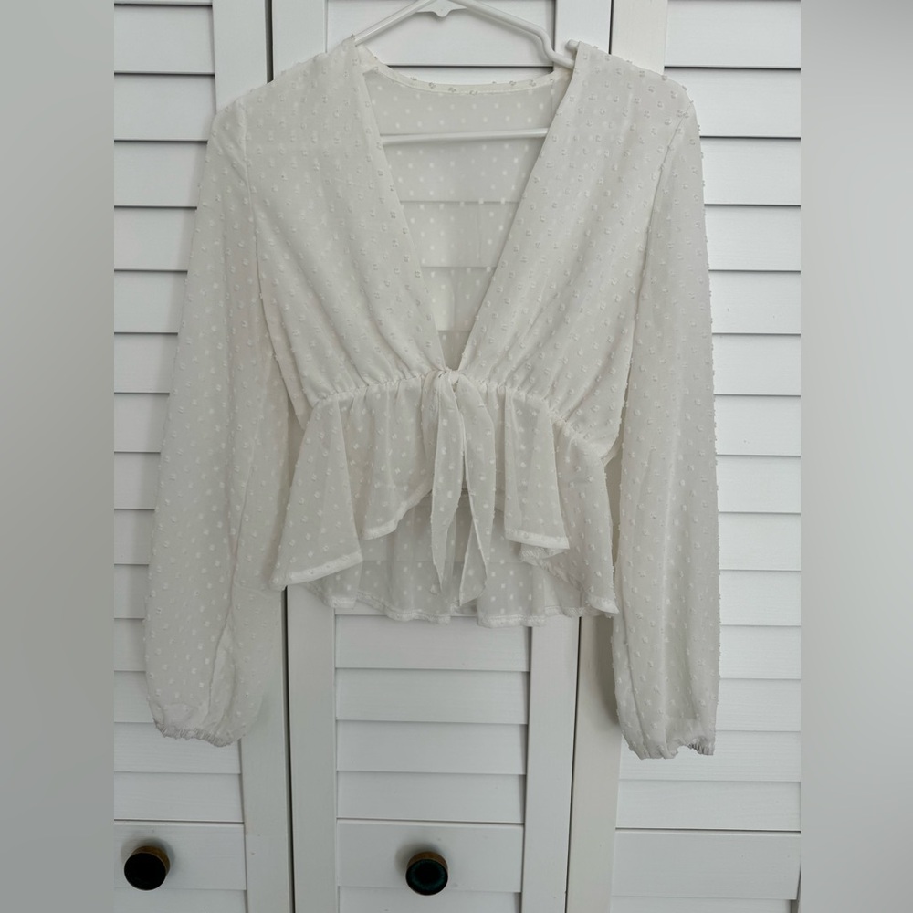 White clip dot blouse